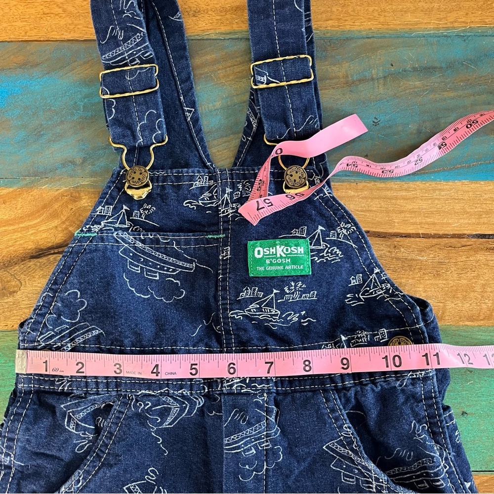 Vintage OshKosh B'gosh Overalls Denim Blue Boats 6 Toddler - Picture 10 of 11